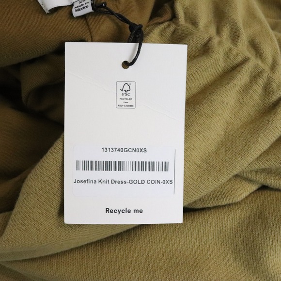 NWT Reformation Josefina Knit Dress Gold Coin XS Midi Off the Shoulder Sweater - Picture 8 of 10